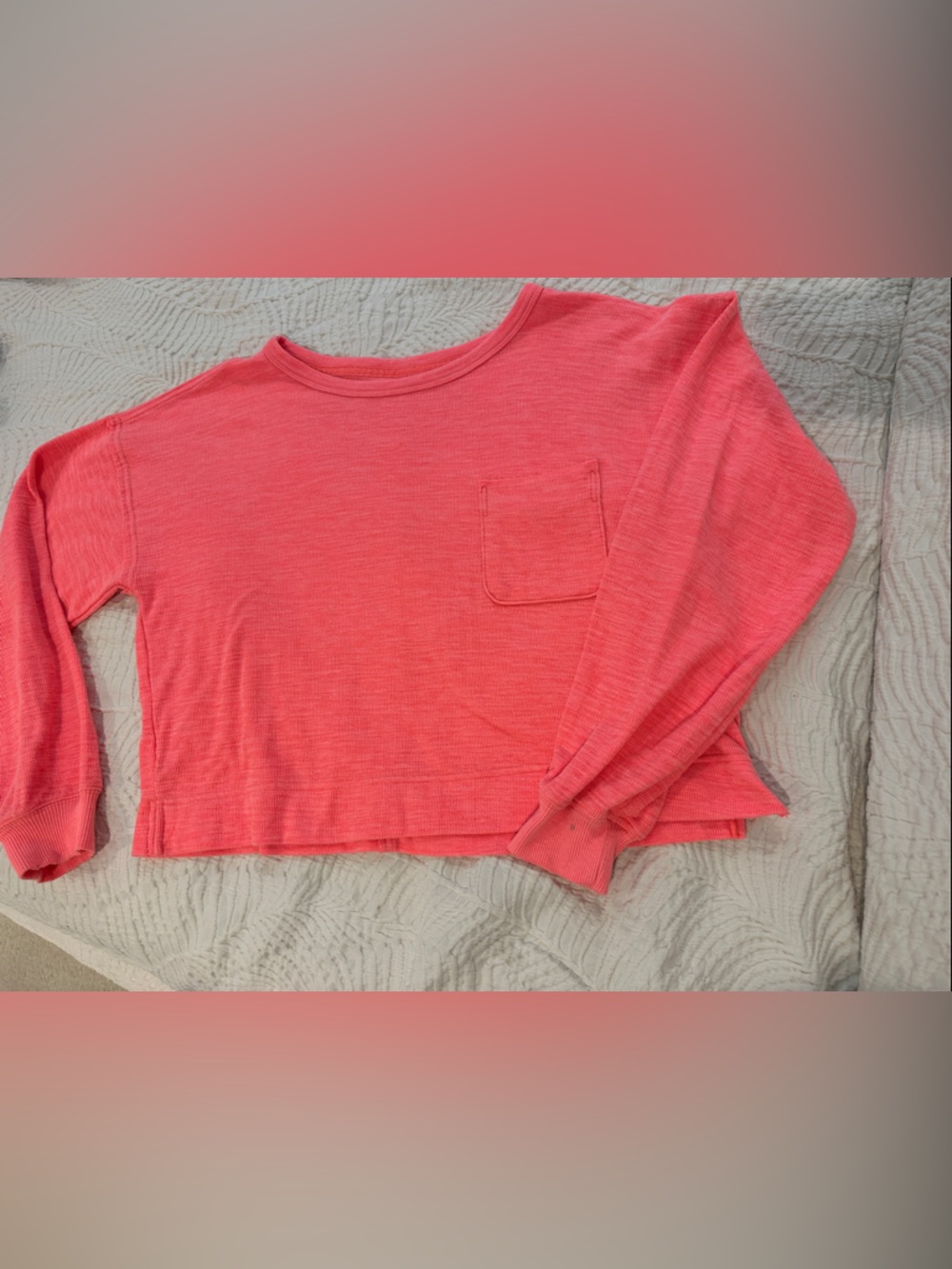 Aerie Coral Pocket Long Sleeve Top